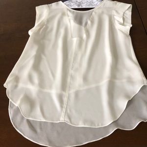 Rebecca Taylor, sheer panel, cap-sleeved blouse